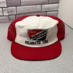 New Vintage Mastercraft Tires Red and White palmetto Tire Trucker Hat never worn